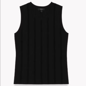 Theory Cirrus Fringe Shell black knit tank top